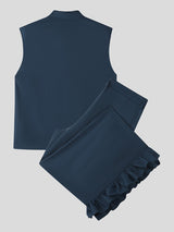 Men's Ruffle Patchwork Casual Two Pieces Outfit SKUL29598