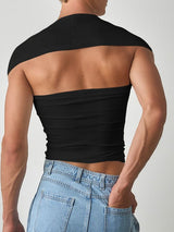 Men's Deconstructed Open Back Short Sleeve T-shirt SKUL50141