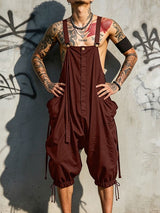 Men's Harajuku Streetwear Baggy Dropped Crotch Harem Fit Cropped Bib Overall SKUL63151