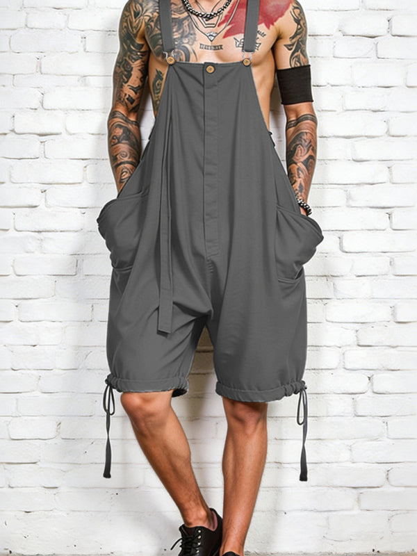 Men's Avant-Garde Oversized Drop-Crotch Drawstring Dungaree Jumpsuit SKUL63177