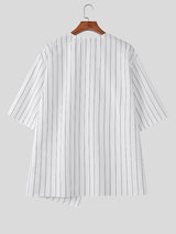 Men's Irregular Hem Striped Short Sleeve T-Shirt SKUL28182