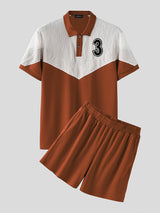 Mens Digital Print Color Block Two Pieces Outfit SKUL20296