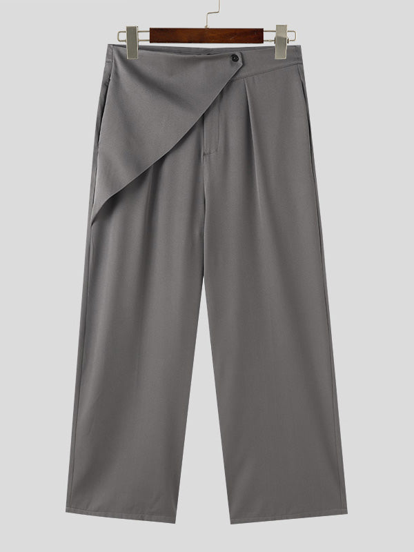 Mens Solid Color Loose Fit Wide Leg Pants SKUK64344