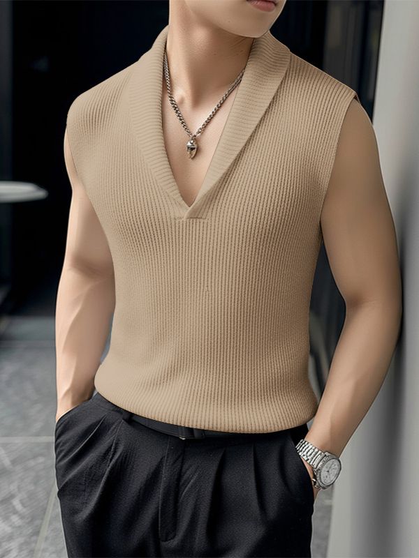 Men's Solid Color Textured Casual Tank SKUL50553