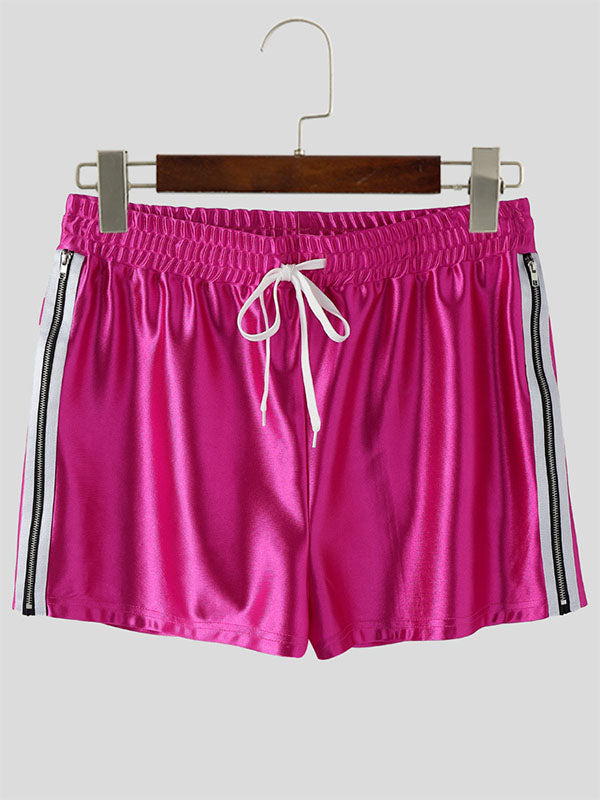 Mens Color Block Zipper Casual Short SKUL12451