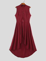 Men's Ruffled Hem Stand Collar Casual Waistcoat SKUL24564