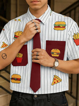 Men's Fun Print Color Block Striped Short Sleeve Shirt SKUL35037