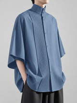 Men's Avant-Garde Accordion-Pleated Batwing Shirt SKUL50543