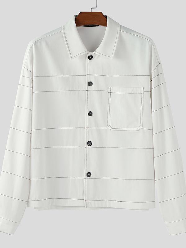 Men's Retro Striped Long Sleeve Jacket SKUL35276