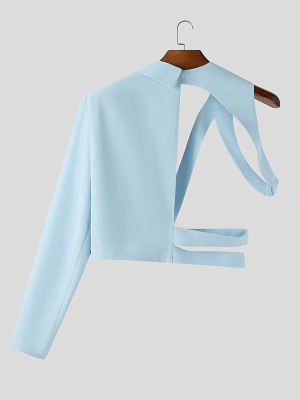 Men's Deconstructed Casual Cropped Long Sleeve Blazer SKUL38970