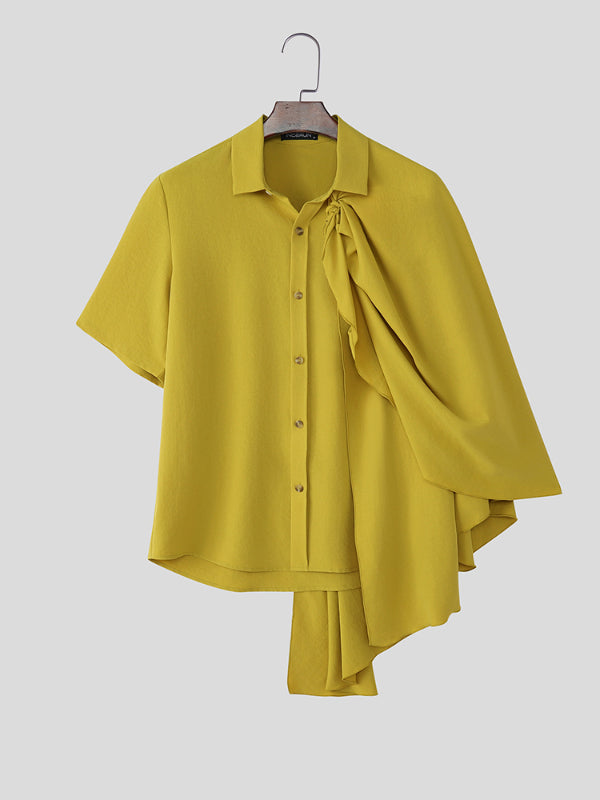 Mens Shawl Patchwork Short Sleeve Shirt SKUL10902