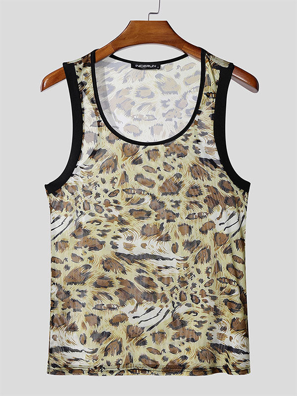 Men's Leopard Print Casual Tank SKUL22218