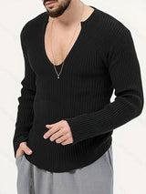 Mens Textured Stripe Long Sleeve T-Shirt SKUK77201