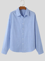Mens Striped Loose Long Sleeve Shirt SKUL03654