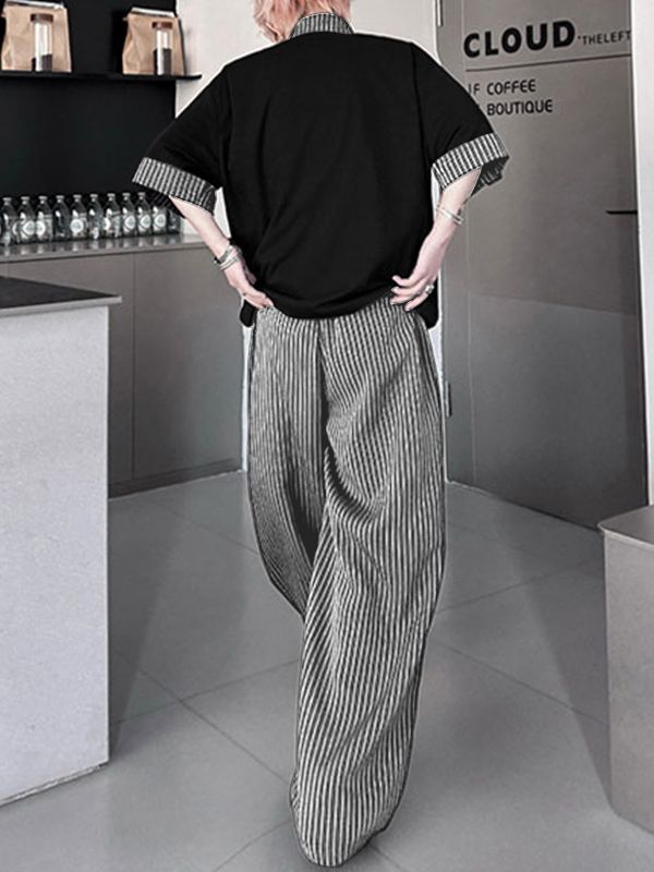 Men's Color Block Striped Two Pieces Outfit SKUL38098