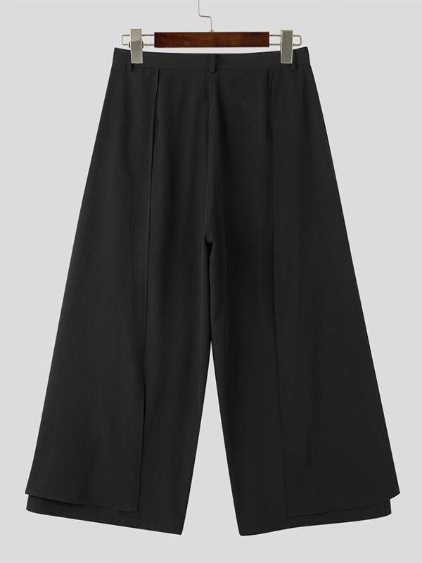 Mens Solid Layered Design Wide Leg Pants SKUK13137