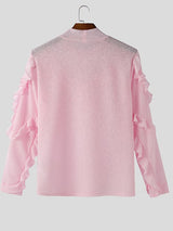 Men's Solid Color Ruffle Bib Long Sleeve T-shirt SKUL46244