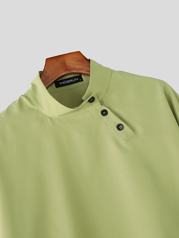 Men's Neck Button Design Long Sleeve Shirt SKUL51821