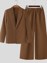 Men's Solid Color Loose Casual Two Pieces Outfit SKUL50004