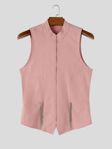 Men's High-Street Avant-Garde Stand Collar Zip-Up Tank SKUL79729