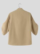 Mens Solid Color Draped Neck Casual T-Shirt SKUL13924