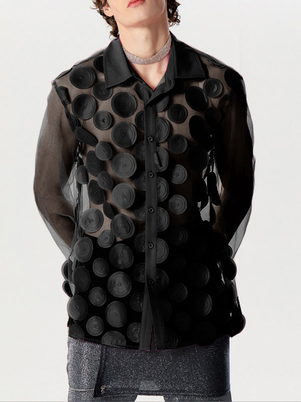 Mens Three-Dimensional Circle See Through Shirt  SKUK47379