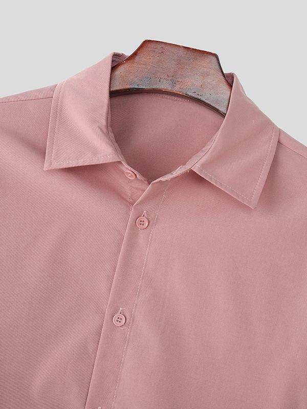 Men's Back Cutout Cropped Long Sleeve Shirt SKUL43730