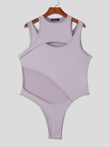 Men's Avant-Garde Asymmetrical Cut-Out Slim Fit Sleeveless Bodysuit SKUL54092