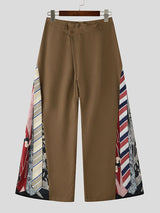 Men's Vintage Bohemian Asymmetrical Waist Side Patchwork Wide Leg Pant SKUL65081