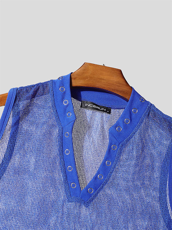 Mens Sheer Mesh Hollow-Out Casual Tank SKUL10588