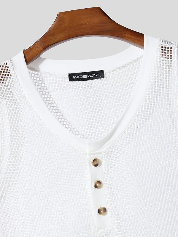 Men's Sheer Mesh Hollow Tank SKUL20941