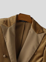 Men's Velvet Patchwork Color Block Long Sleeve Blazer SKUL36350