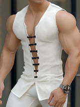 Mens Solid Color Split Hem Tank SKUL07479