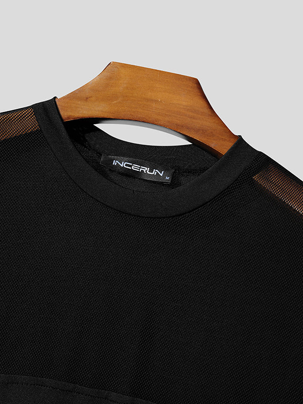 Mens Sheer Mesh Panel Short Sleeve T-Shirt SKUL09386