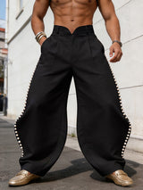 Men's Avant-Garde Sculptural Pearl-Embellished V-Waist Balloon Pant SKUL68004
