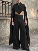 Men's Gothic Avant-Garde Aesthetic Split-Sleeve Long Cape Two Pieces Outfit SKUL70186