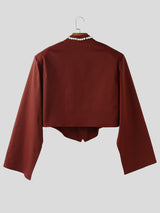 Men's Solid Color Split Long Sleeve Jacket SKUL29618