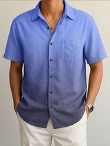 Mens Gradient Color Casual Short Sleeve Shirt SKUL17433