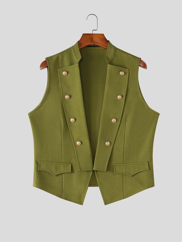 Men's Avant-Garde Victorian Double-Breasted Open-Front Tailored Waistcoat SKUL79522