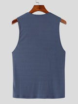 Mens Deconstructed Solid Color Asymmetrical Tank SKUK78392