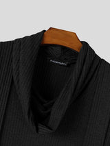 Men's Smart Luxury Daily Commute Hanging Streamer Rib Knit Form-Fitting Long Sleeve T-shirt SKUL84624