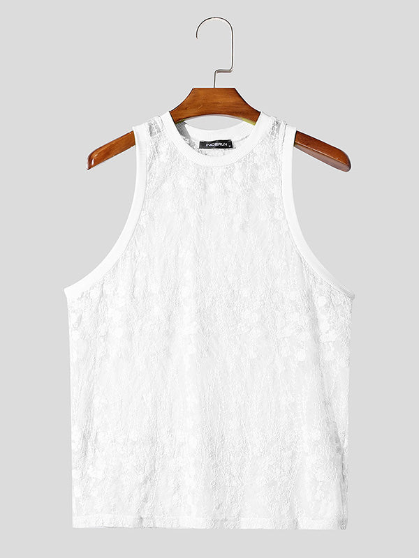 Mens Solid Color Sheer Mesh Tank SKUK95740