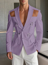 Men's Hollow Button Casual Long Sleeve Blazer SKUL36634