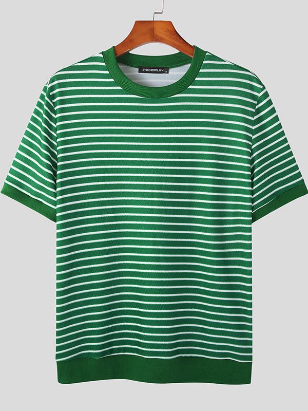 Mens Striped Crew Neck Short Sleeve T-Shirt SKUK00626