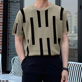 Mens Striped Crew Neck Short Sleeve T-Shirt SKUK35606