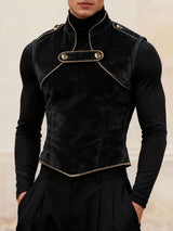 Men's Velvet Contrast Trim Button Tank SKUL49857