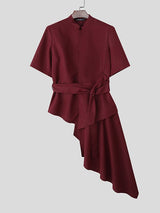 Men's Deconstructed Irregular Hem Waist Cinched Blazer SKUL41367