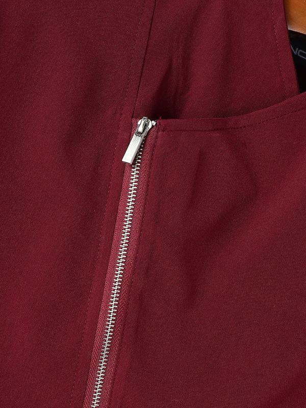 Men's Solid Color Slanted Zip Long Sleeve Shirt SKUL41387