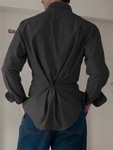 Men's Bow Patchwork Colorblock Long Sleeve Shirt SKUL24200