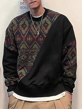 Mens Ethnic Style Patchwork Long Sleeve Hoodie SKUK81240